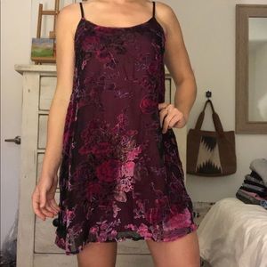 Sheer velvet floral black and pink dress